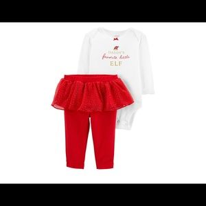 Baby girls christmas bodysuit and tutu pant set